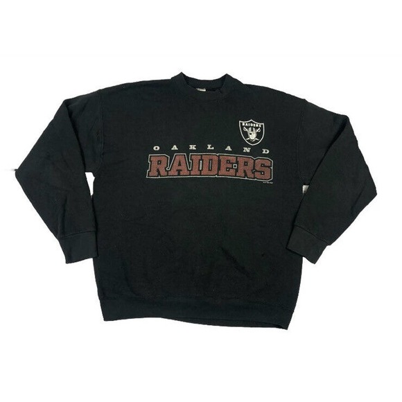 Vintage Oakland Raiders Spellout Logo Crewneck Sweatshirt XL Las Vegas Faded - Picture 1 of 5